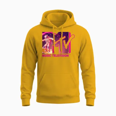Mademark X Mtv - Official Mtv Logo - Surfing Astronaut in Space Unisex Hoodie - Gold