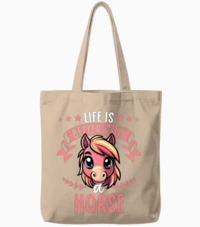 Life Is Better with a Horse - Sweet Horse Tote Bags - Natural