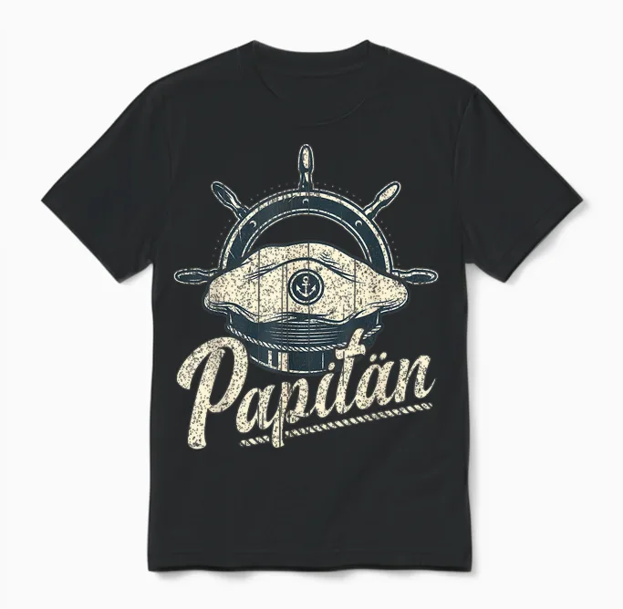 Vatertag, Papa Der Seemann, Nautisch, Vintage, Papitän Unisex T-Shirt in Black