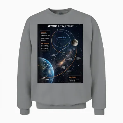 Artemis 2 Itinéraire Sls Rocket Launch Mission to the Moon Unisex Sweatshirt - Sport Grey