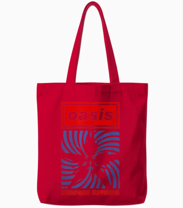 Oasis Band Swirl Music Lovers Tote Bags in Red