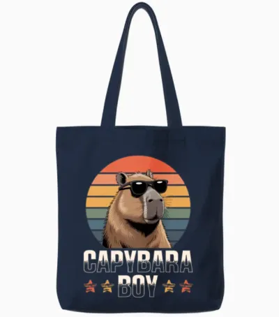 Funny Capybara Tote Bags - Navy