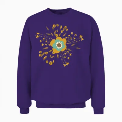 Retro Flower Cottage Mustard Unisex Sweatshirt - Purple