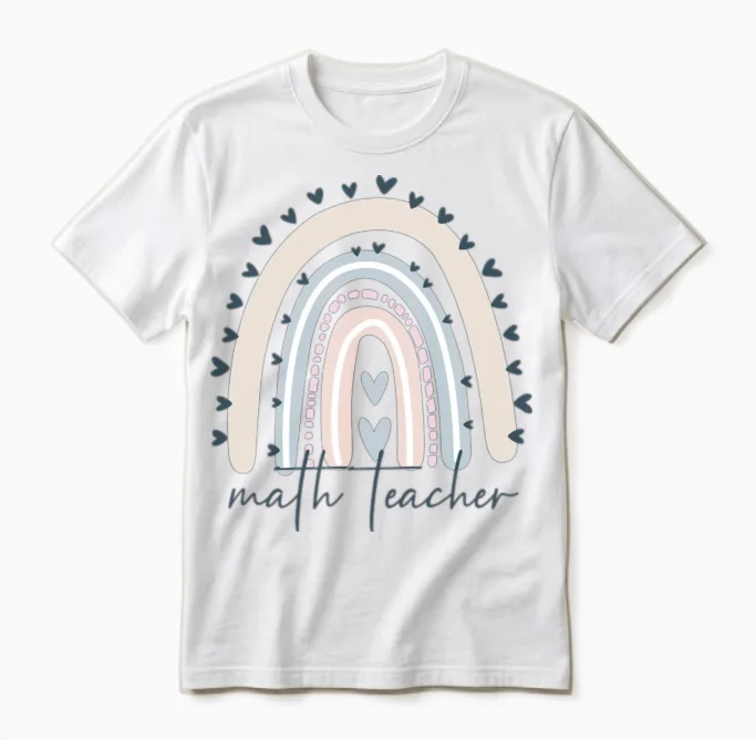 Math Teacher with Rainbow Teachers Unisex T-Shirt in White