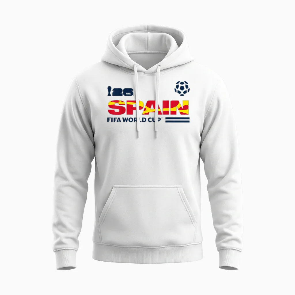Fifa World Cup26 Qualifier Spain Unisex Hoodie in White