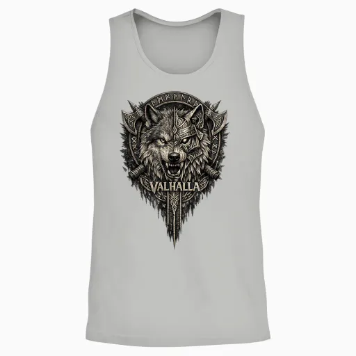 Wolf T-Shirt Wikinger Wolf Geschenk Odins Wölfe Valhalla Unisex Tank Top - Ash