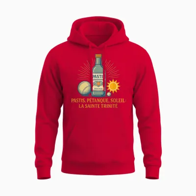 Pastis, Petanque, Sun: the Holy Trinity Unisex Hoodie - Red