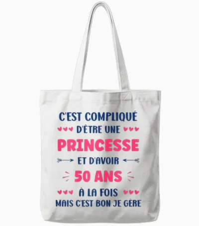 Funny Woman 50 Years Princess Birthday 50 Years T-Shirt, White, Female X-Small Tote Bags - White