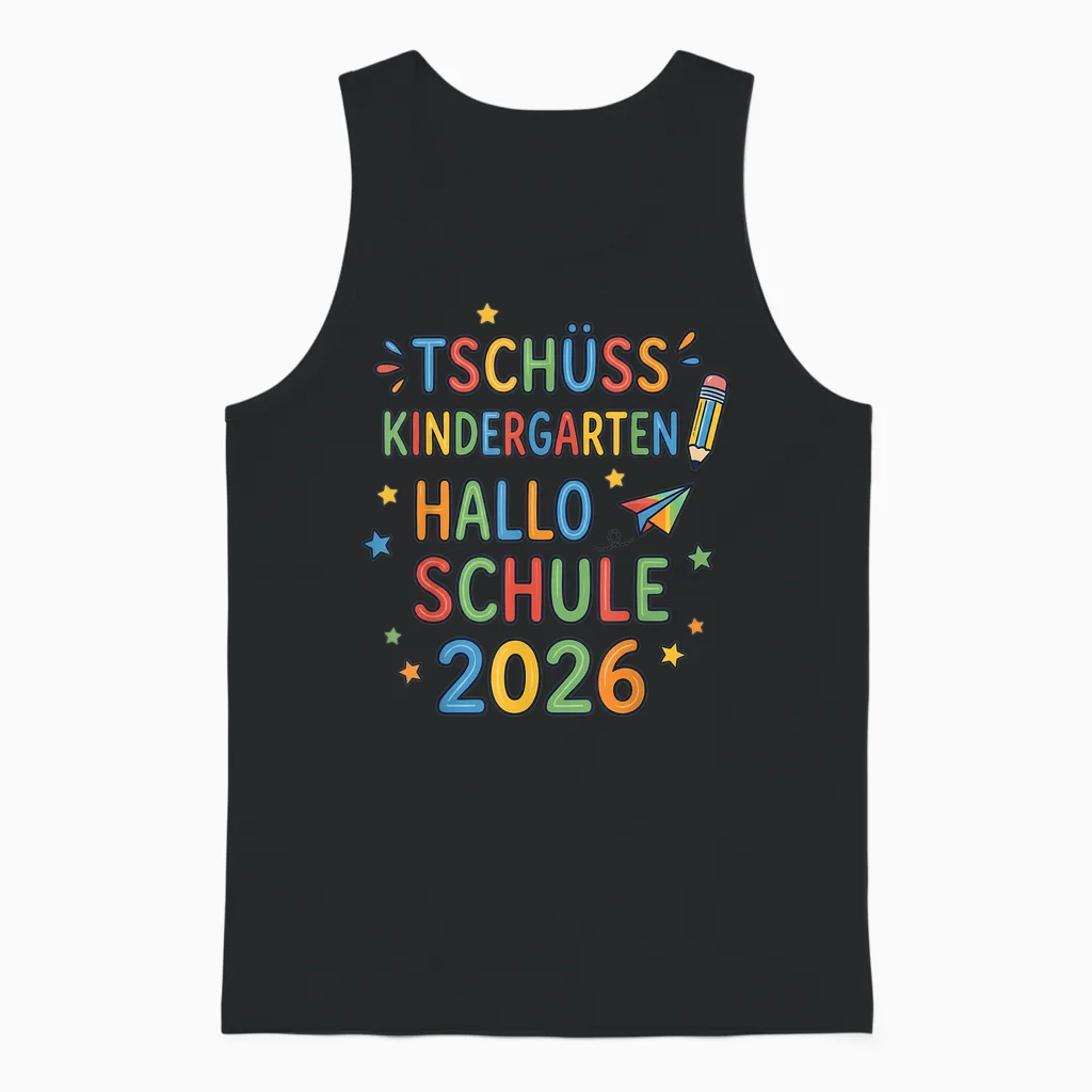 Tschüss Kindergarten Hallo Schule 2026 Erstklässler Unisex Tank Top in Black