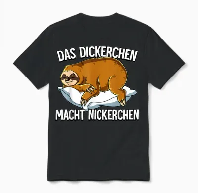 Sloth Das Dickerchen Macht Ein Naperchen T-Shirt, Black Unisex T-Shirt - Black