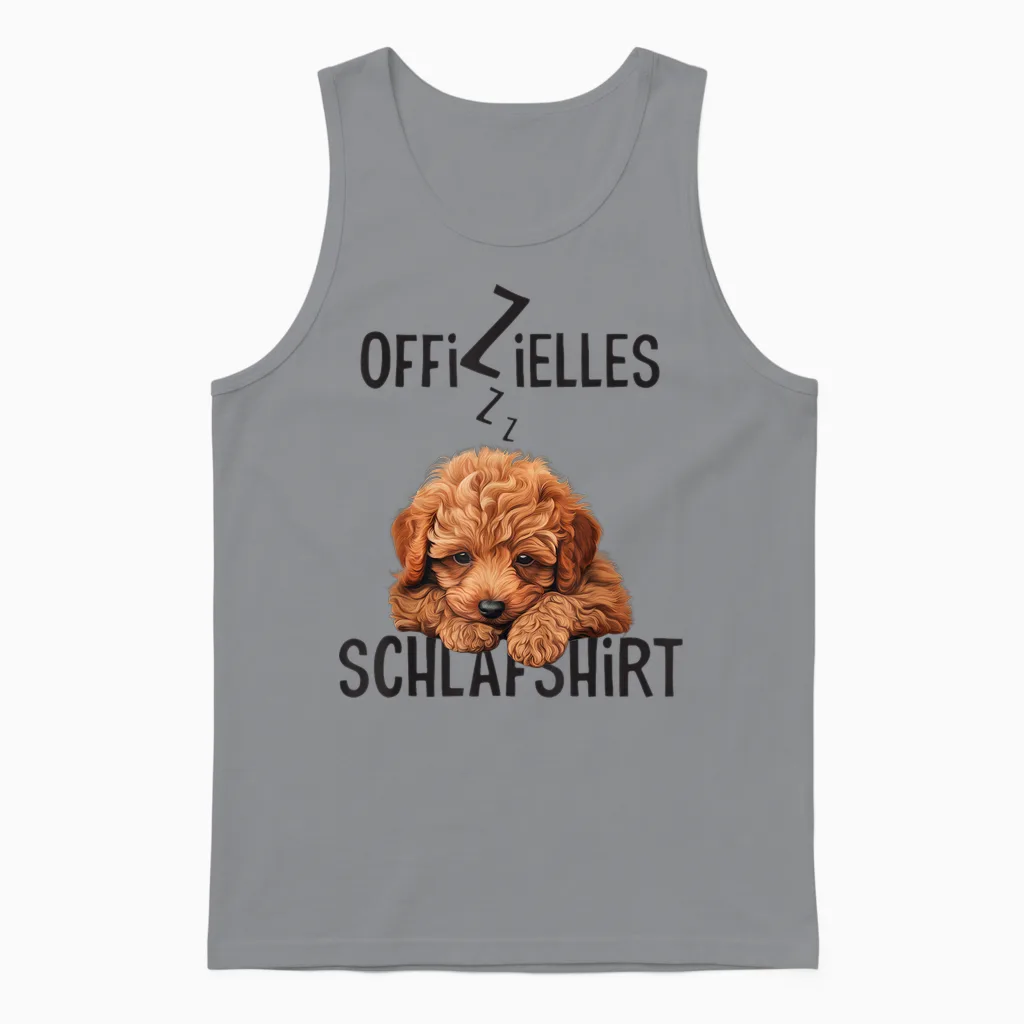 Official Sleep Shirt with Dog Funny Toy Poodle T-Shirt, White Unisex Tank Top in Sport Grey