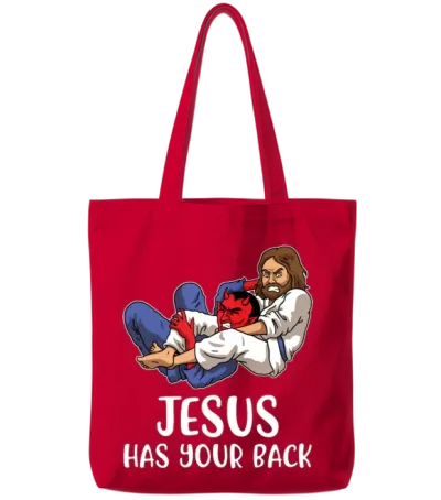 Jesus Has Your Back Bjj Funny Jiu Jitsu Tote Bags - Red