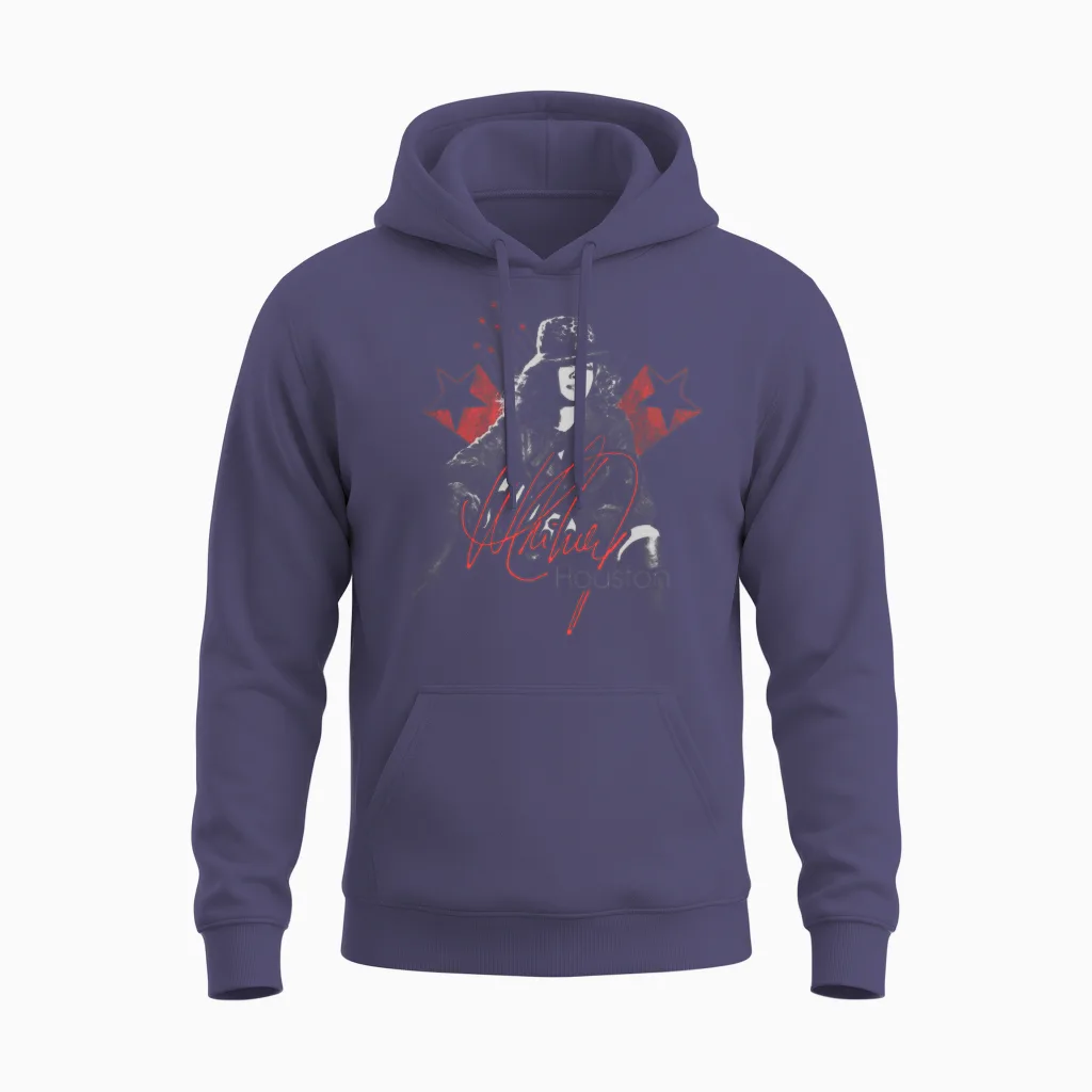 Whitney Houston Picture and Signature Unisex Hoodie in Heather Sport Dark Navy