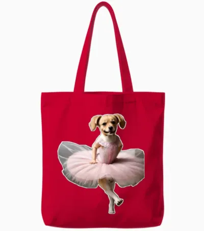 Dancing Dog Tote Bags - Red