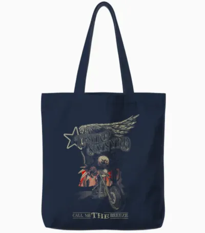 Lynyrd Skynyrd Call Me Breeze Biker Eagle Classic Retro Rock Tote Bags - Navy