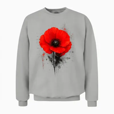 Coquelicot Rouge Texte Art Abstrait Graphique Unisex Sweatshirt - Ash
