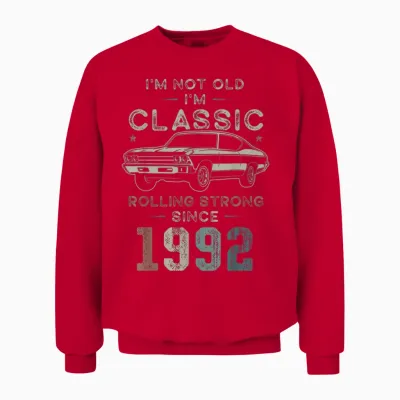 Née En 1992, 34e Anniversaire Voiture Classique Unisex Sweatshirt - Red