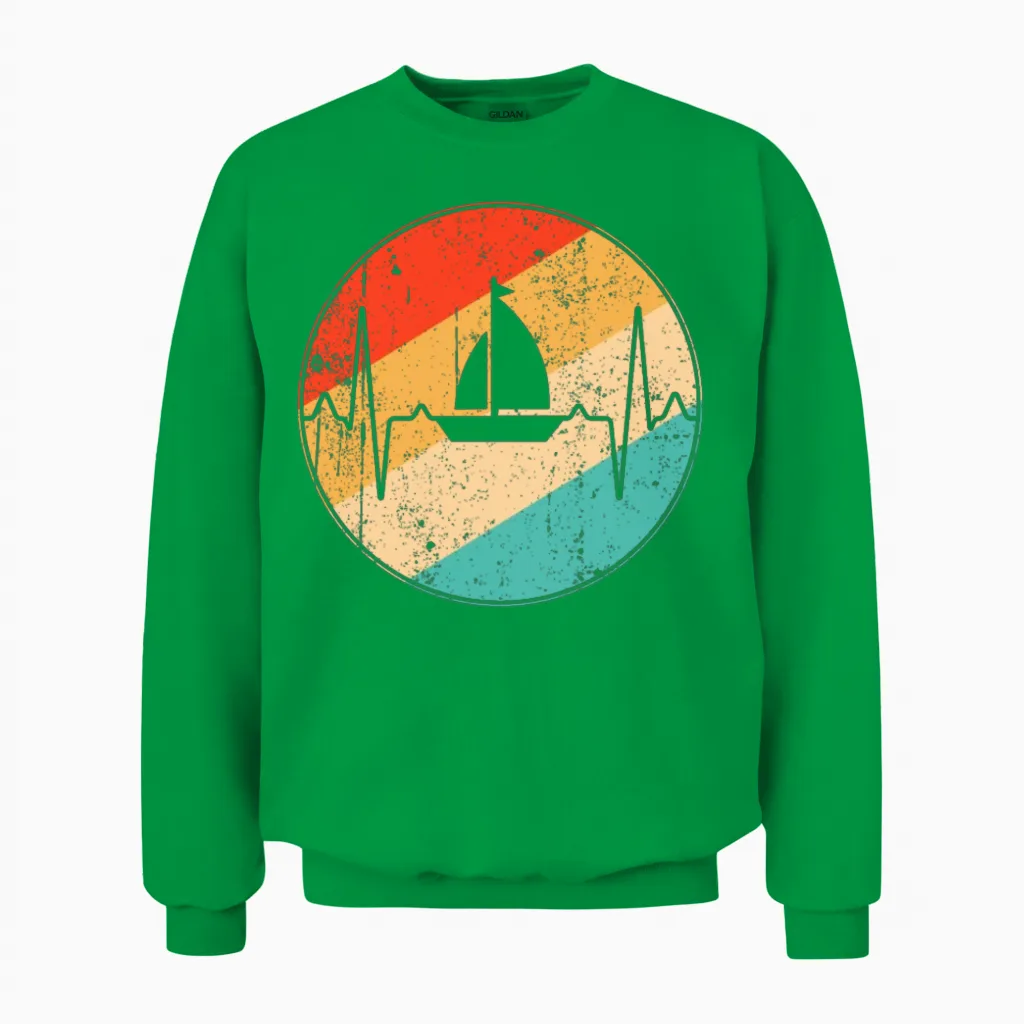 Sailing Retro Heartbeat Unisex Sweatshirt in Irish Green