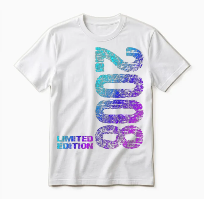 15th Birthday 2008 Limited Edition Boy Girl T-Shirt, Black Unisex T-Shirt in White