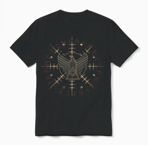 Helm of Awe Eagle Moon Phase Unisex T-Shirt in Black