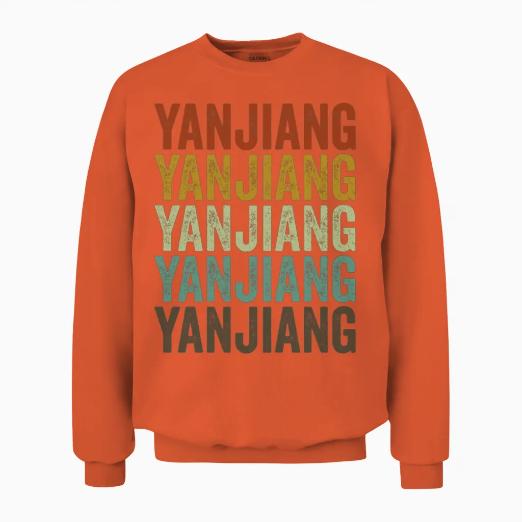Yanjiang China Retro Vintage Unisex Sweatshirt in Orange