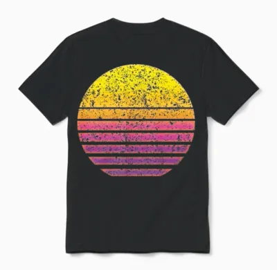 Sun Synthwave Retro Unisex T-Shirt - Black