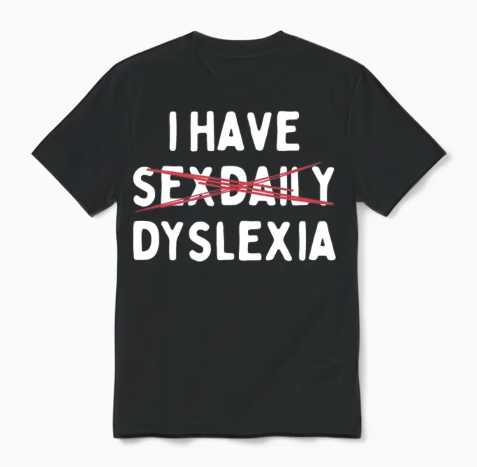Funny Dyslexia Unisex T-Shirt in Black