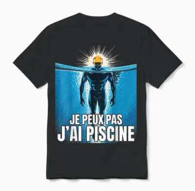Je Peux Pas J'ai Piscine Funny Gift Unisex T-Shirt - Black