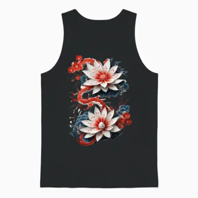 Japanese Flower Art Gd Unisex Tank Top - Black