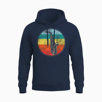 Saxophone Retro Vintage Unisex Hoodie - Navy