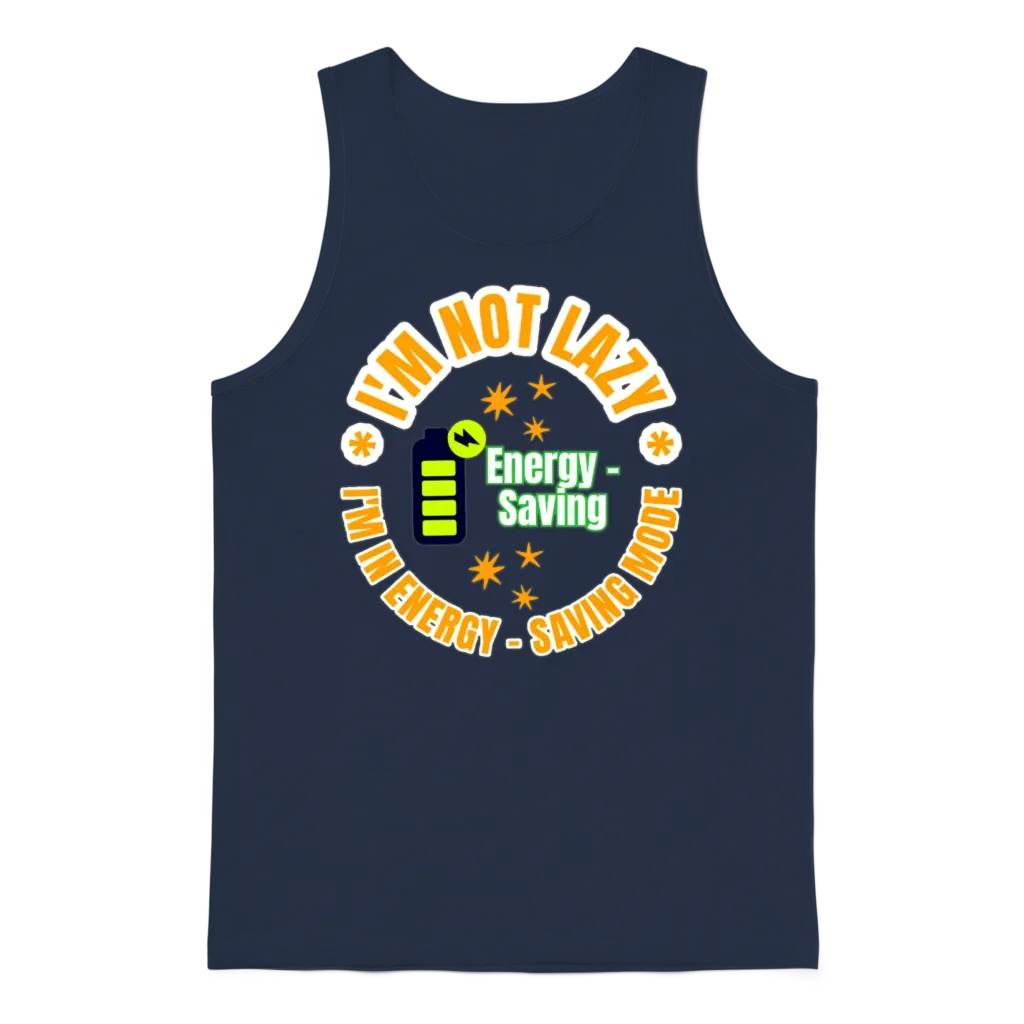 Not Lazy Energy Saving Mode Unisex Tank Top - Navy