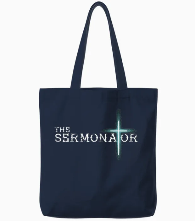 The Sermonator Pastor Appreciation Christian Cross Tote Bags in Navy