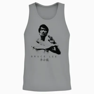 Bruce Lee on Guard Pose Epic Shot T-Shirt, White, S Unisex Tank Top - Sport Grey