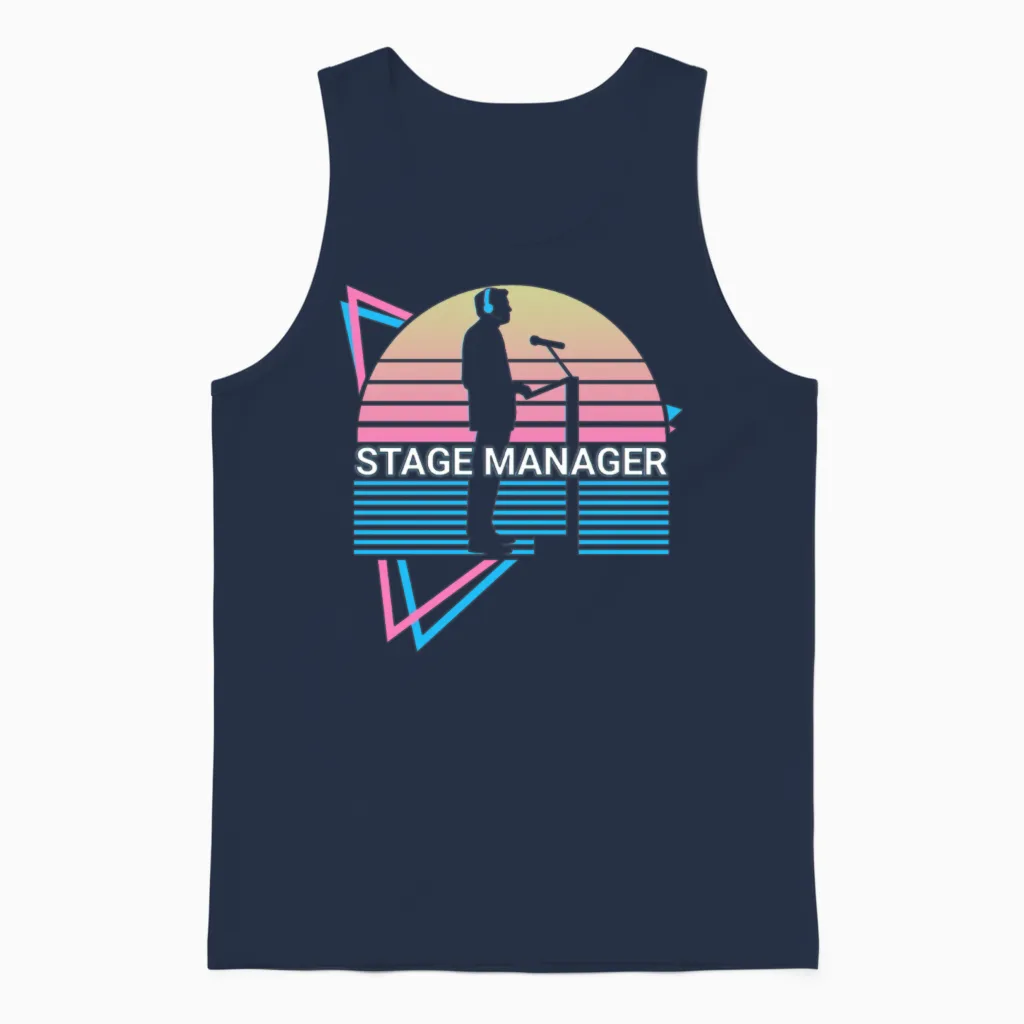 Stage Manager Retro Unisex Tank Top in Navy
