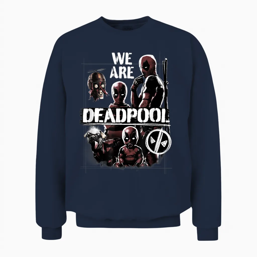 Marvel Deadpool & Wolverine We Are Deadpool Group Shot T-Shirt, Black, S Unisex Sweatshirt in Navy