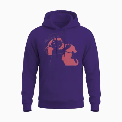 Hugging the Dog Unisex Hoodie - Purple