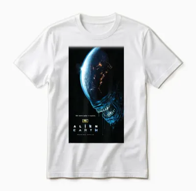 Alien: Earth Fx Series Xenomorph & Logo Official Poster Art Unisex T-Shirt - White