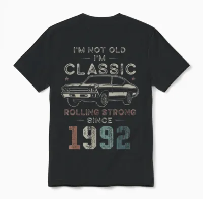 Née En 1992, 34e Anniversaire Voiture Classique Unisex T-Shirt - Black