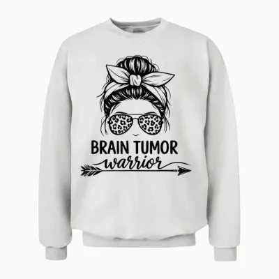 Chignon Désordonné Guerrier Tumeur Cérébrale Unisex Sweatshirt - White