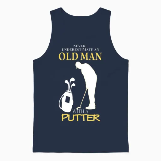 Golfer - an Old Man with a Putter Unisex Tank Top in Navy