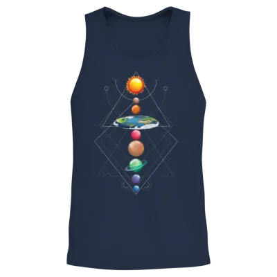 Solar System Flat Earth I Love My Planet Space Unisex Tank Top - Navy