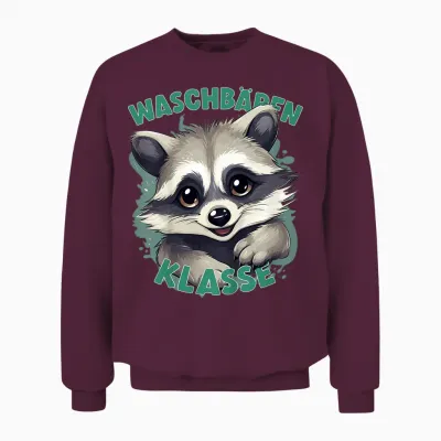 Children's Raccoon Class in Primary School T-Shirt, Black Unisex Sweatshirt - Maroon