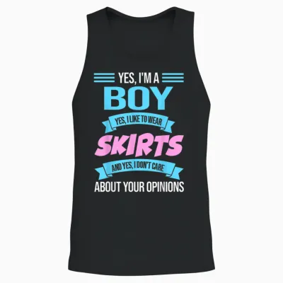Ja, I'm a Boy Yes, I Like to Wear Skirts Anime Femboy Unisex Tank Top - Black