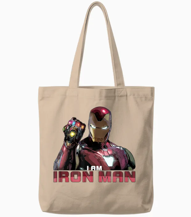 Marvel Avengers: Endgame I Am Iron Man T-Shirt Small Tote Bags in Natural