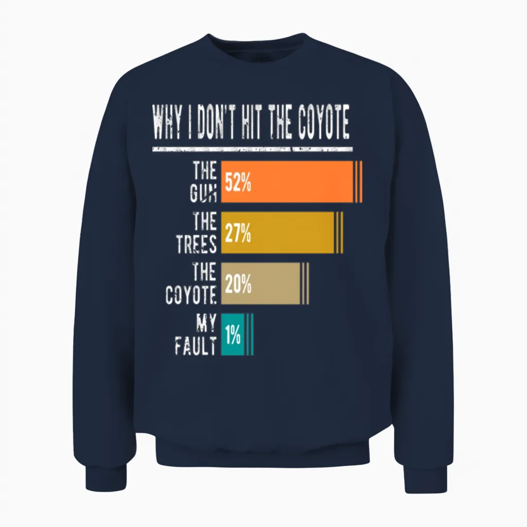 Coyote Hunter Saying Funny Coyote Hunting Unisex Sweatshirt in Navy