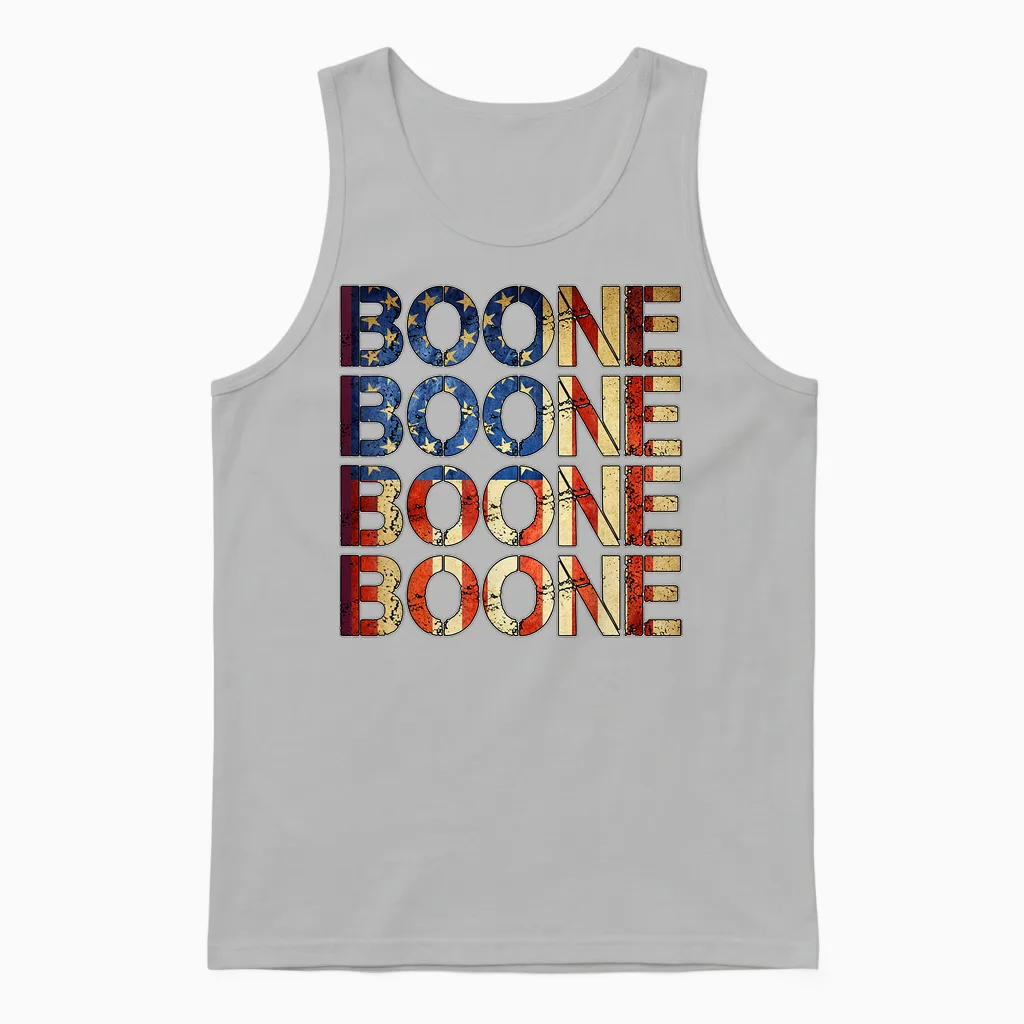 Boone Family Name I Love Boone Personalized Vintage Unisex Tank Top in Ash