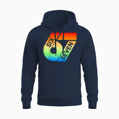 Six Seven 67 Buntes 6 7 Gen Alpha Slang Lustiges 6-7 Meme Unisex Hoodie - Navy