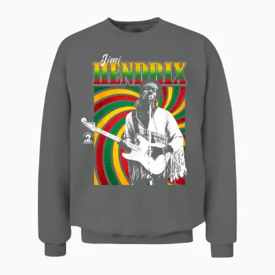 Jimi Hendrix Reggae Swirl on Stage Vintage Band Unisex Sweatshirt - Graphite Heather