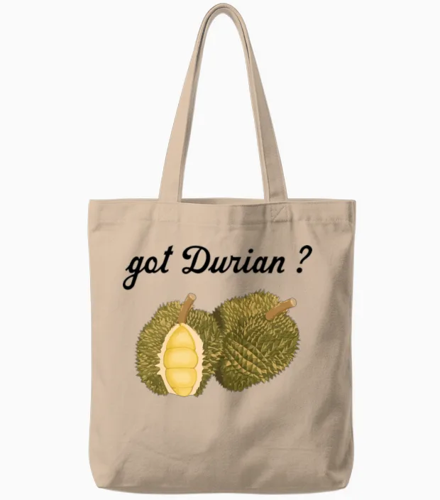 Durian Funny Quotes Memes & Humor Gift Tote Bags in Natural