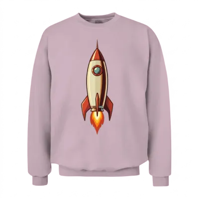 Retro Rocket Ship Unisex Sweatshirt - Light Pink